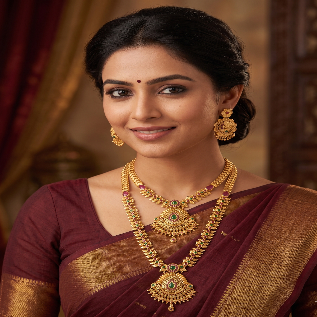 DIVYORO HERITAGE DOUBLE-LAYERED GOLD NECKLACE
