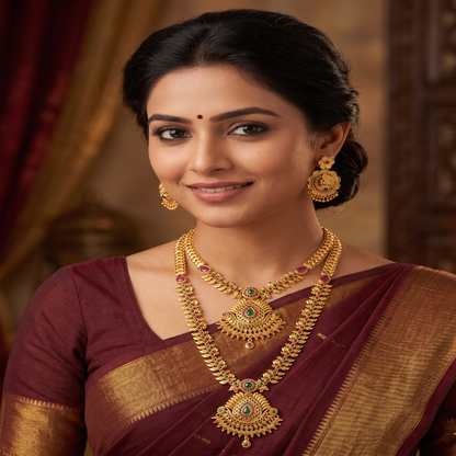 DIVYORO HERITAGE DOUBLE-LAYERED GOLD NECKLACE