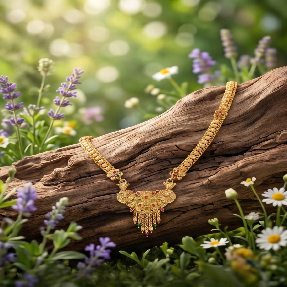 DIVYORO FLORAL GOLD HARAM NECKLACE