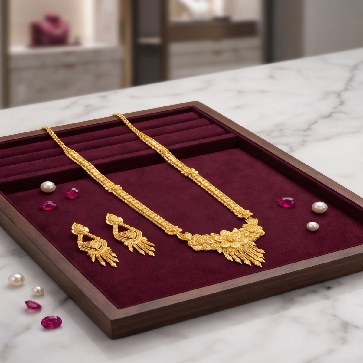 DIVYORO BLOSSOMING GOLD NECKLACE SET