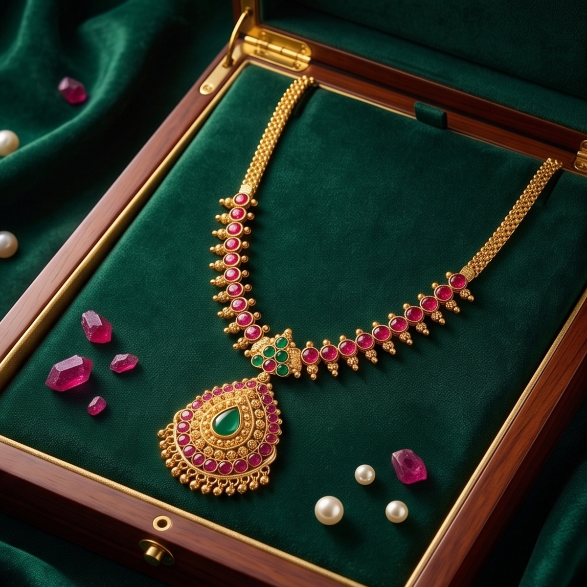 DIVYORO RUBY EMERALD JHUMKA SET