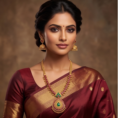 DIVYORO RUBY EMERALD JHUMKA SET