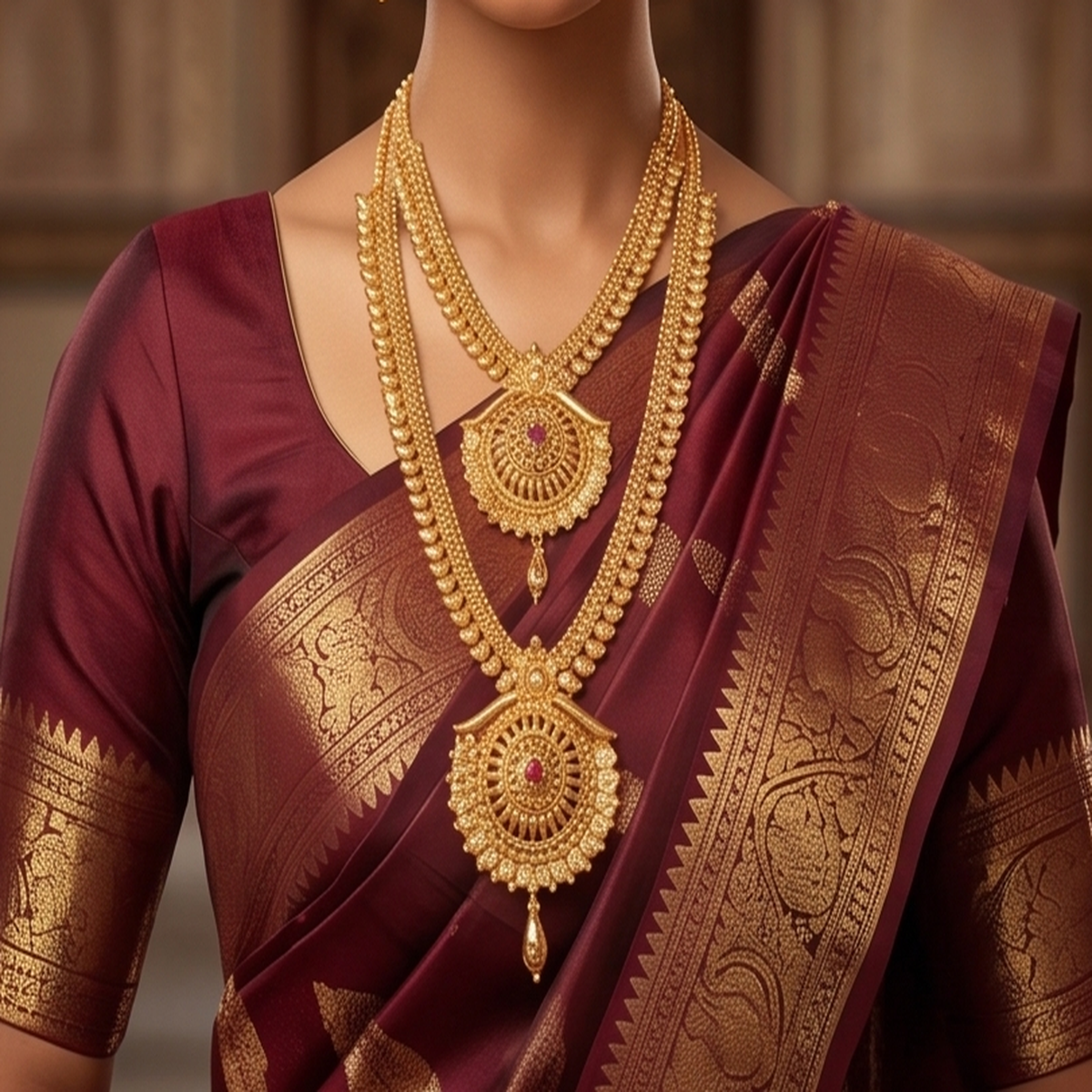 DIVYORO ROYAL LAYERED MEDALLION HARAM