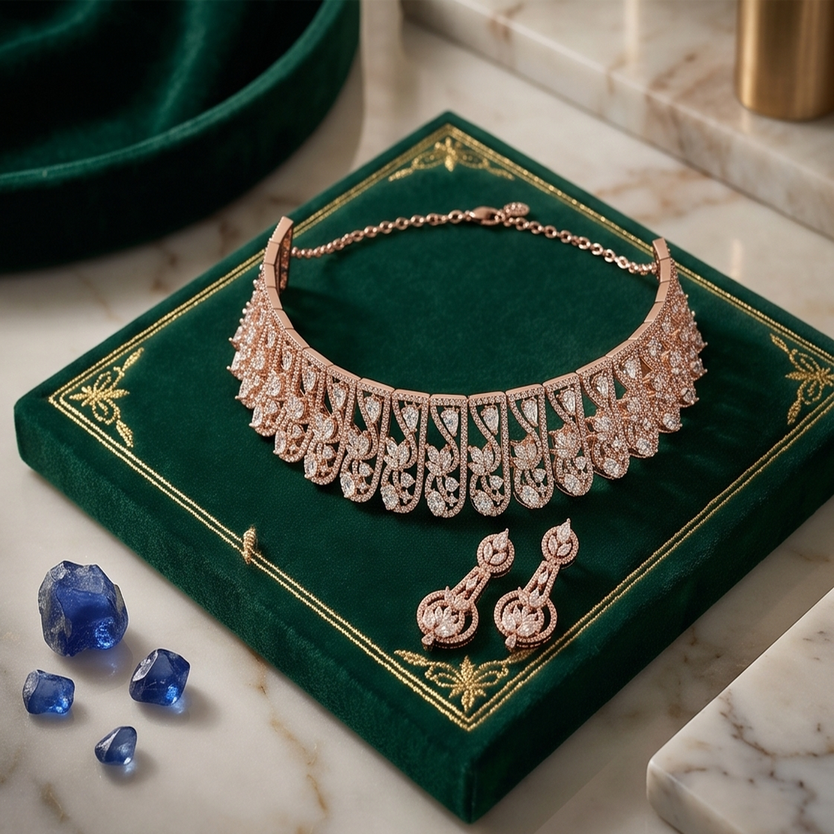 DIVYORO ROSE GOLD ZIRCON CHOKER