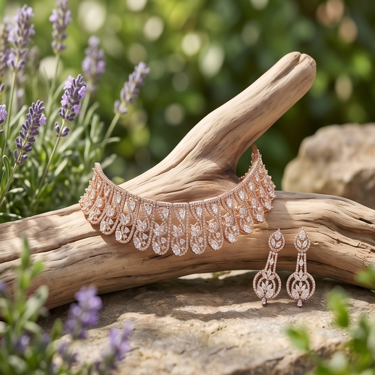 DIVYORO ROSE GOLD ZIRCON CHOKER