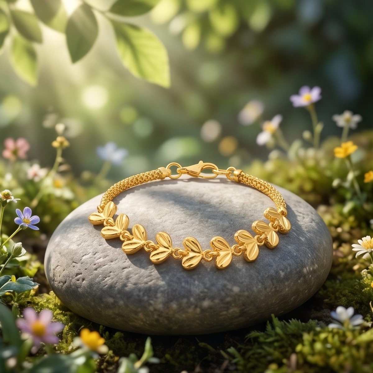 DIVYORO GOLD LEAF CHARM BRACELET