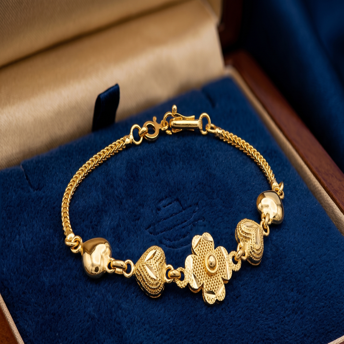 DIVYORO GOLD CLOVER HEART BRACELET
