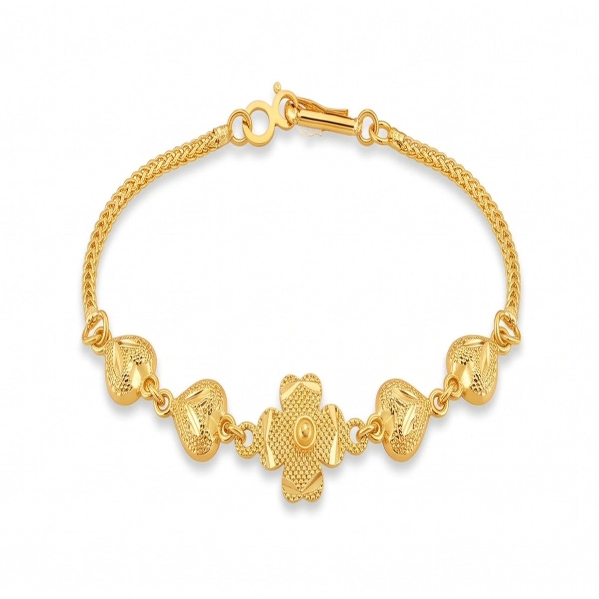 DIVYORO GOLD CLOVER HEART BRACELET