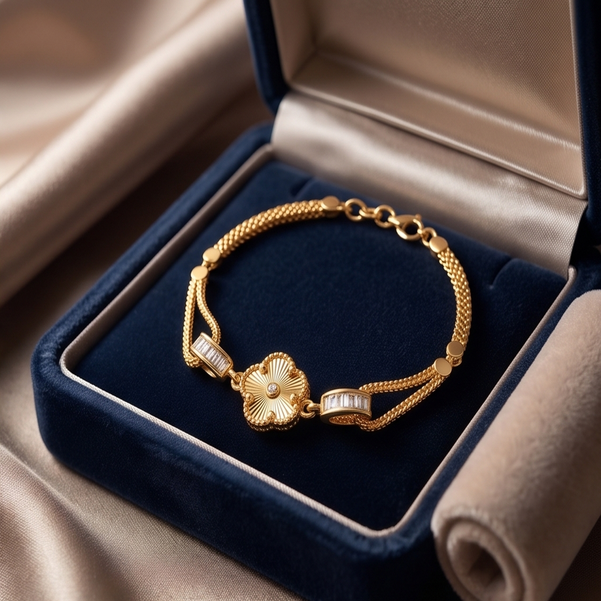 DIVYORO GOLD FILIGREE CLOVER BRACELET