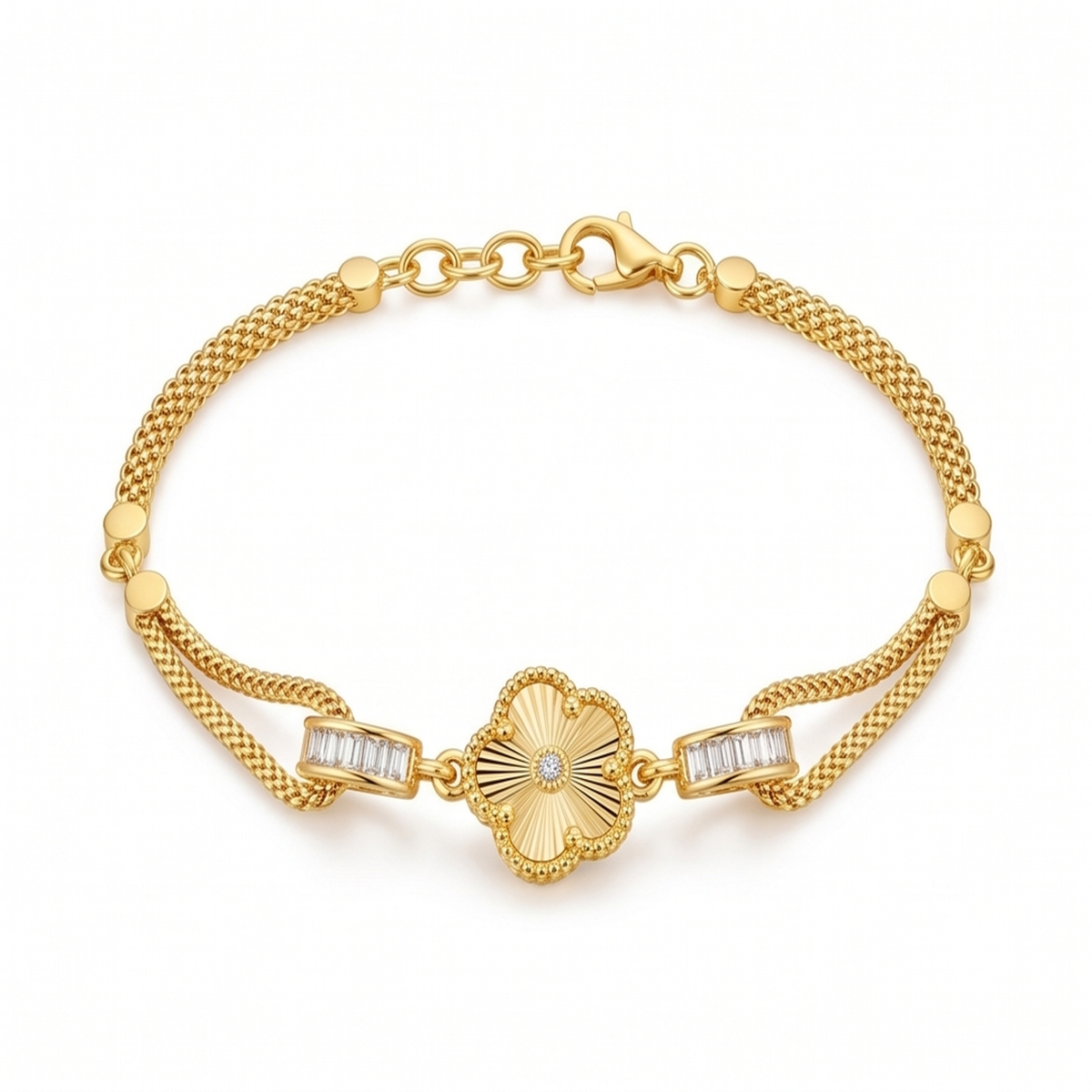 DIVYORO GOLD FILIGREE CLOVER BRACELET