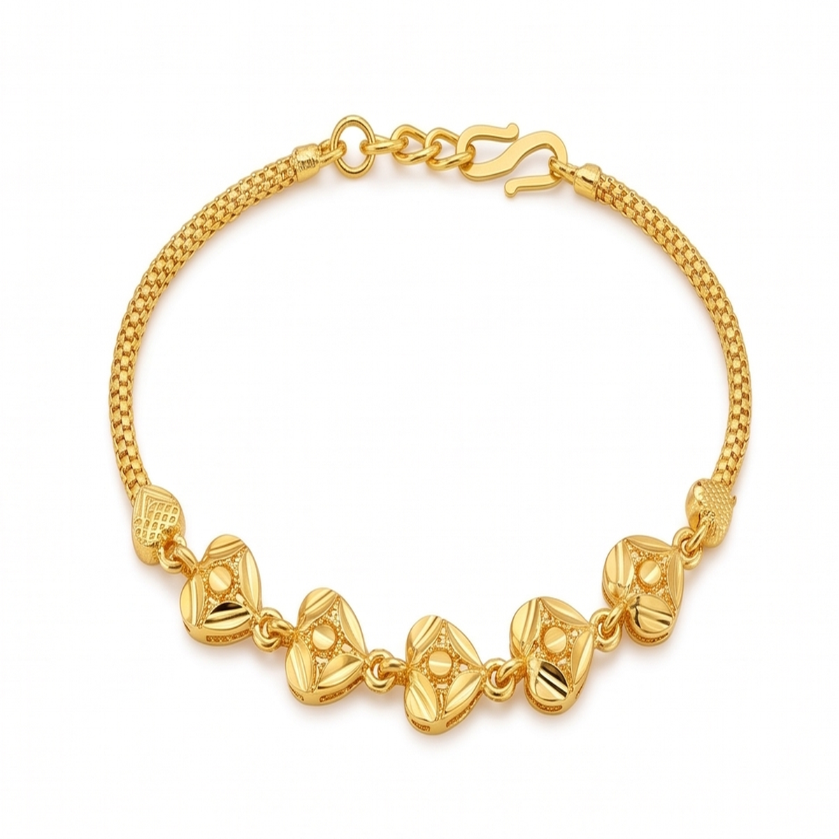 DIVYORO GOLD HEART LINK BRACELET