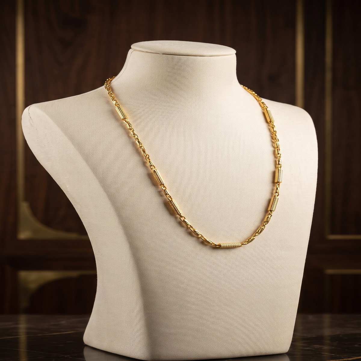 DIVYORO TEXTURED BAR GOLD CHAIN