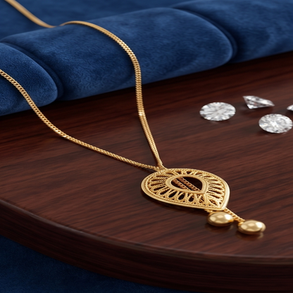 DIVYORO FILIGREE TEAR DROP PENDANT CHAIN