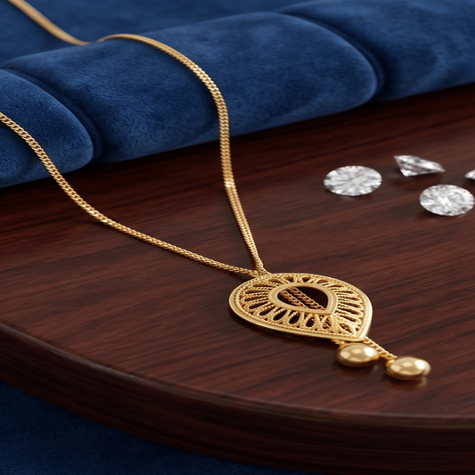 DIVYORO FILIGREE TEAR DROP PENDANT CHAIN