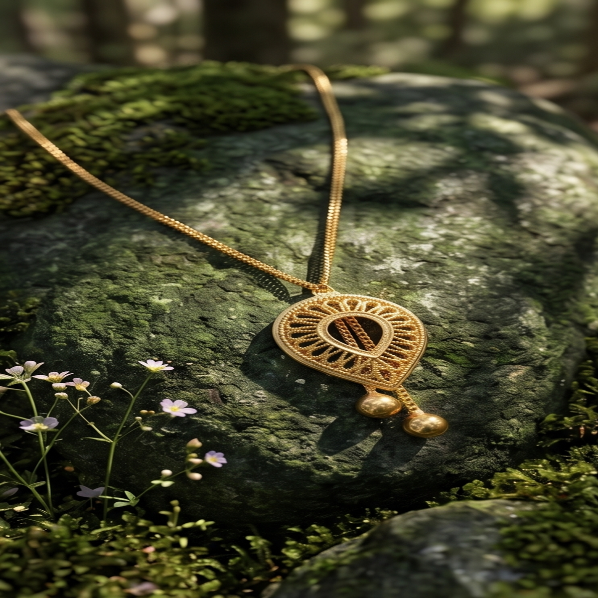 DIVYORO FILIGREE TEAR DROP PENDANT CHAIN