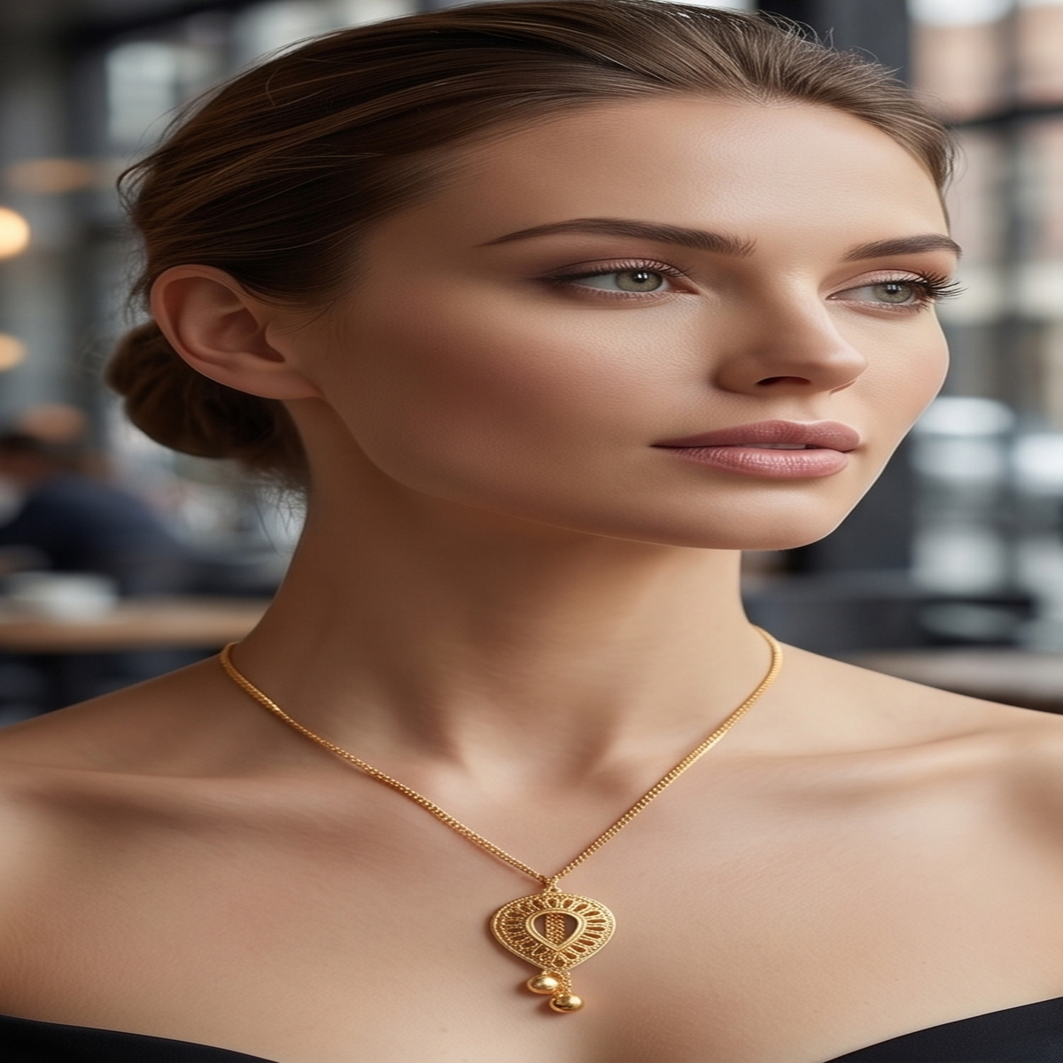 DIVYORO FILIGREE TEAR DROP PENDANT CHAIN