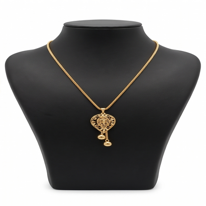 DIVYORO CARVED TEAR DROP PENDANT CHAIN
