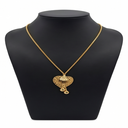 DIVYORO GOLD FILIGREE HEART PENDANT CHAIN