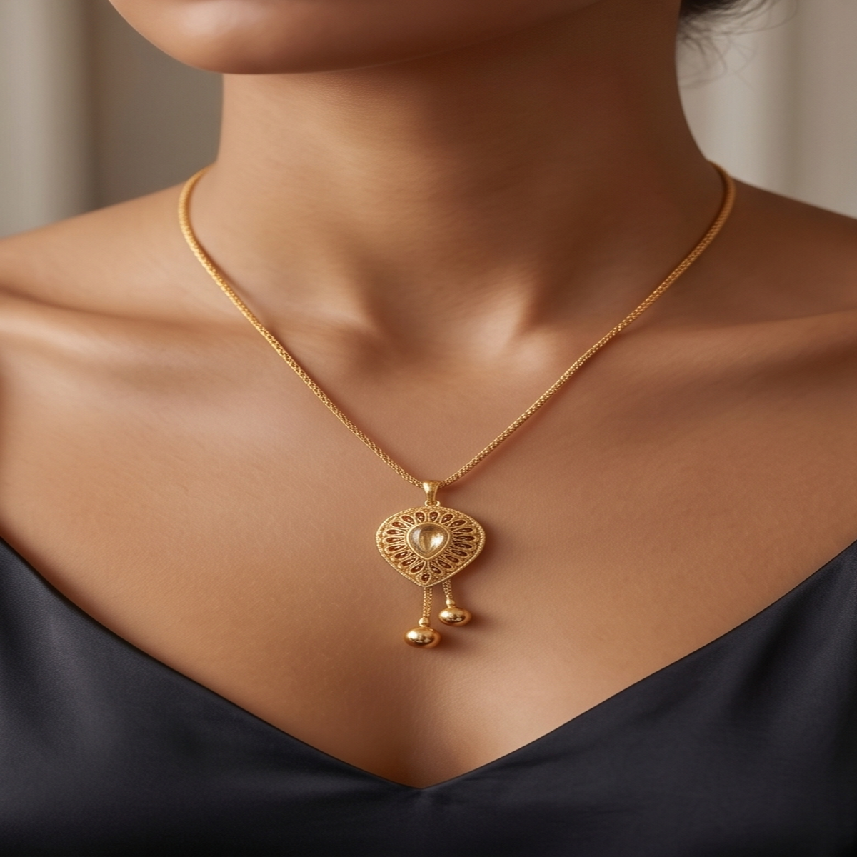 DIVYORO GOLD TEAR DROP PENDANT CHAIN