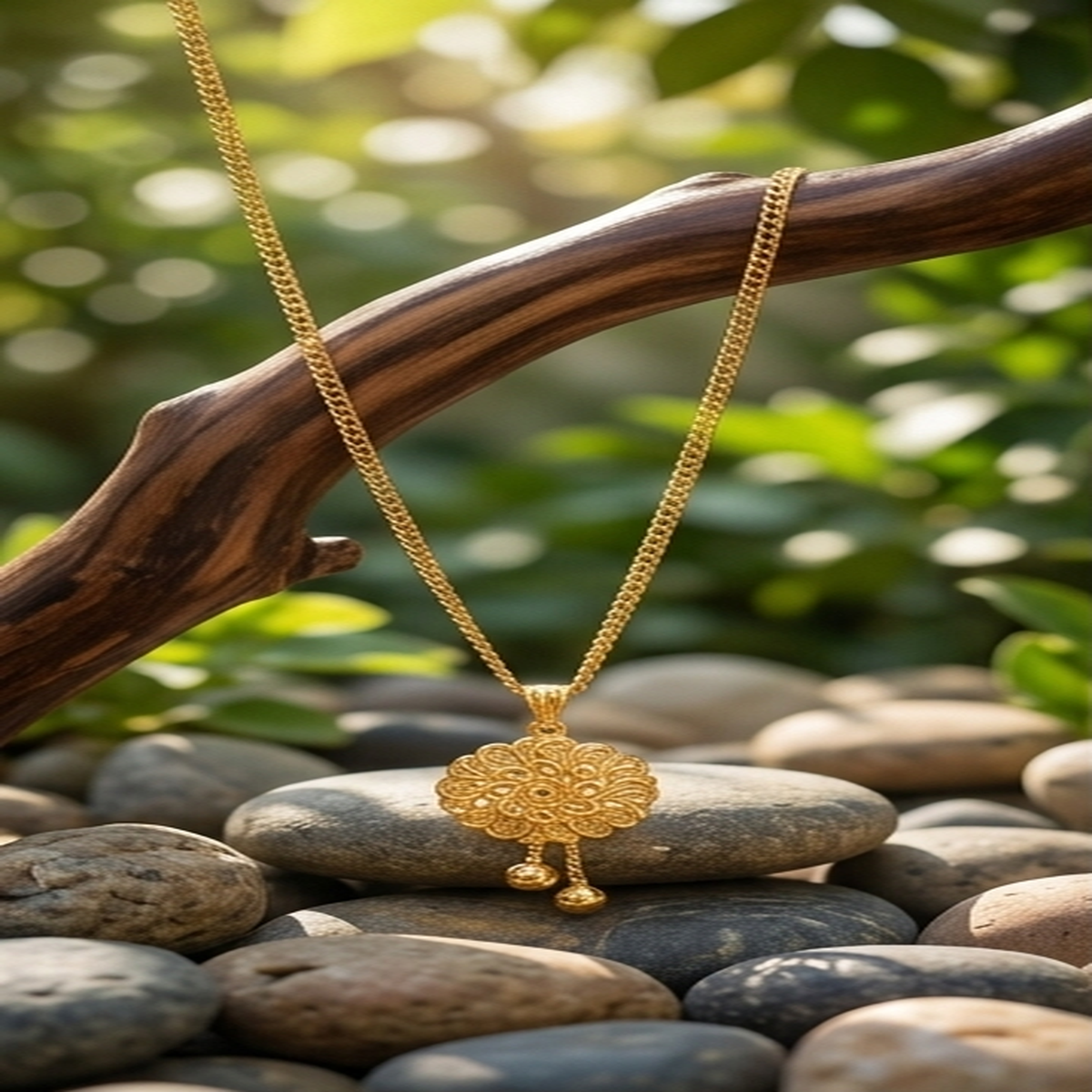 DIVYORO GOLD FLORAL WHEEL PENDANT CHAIN