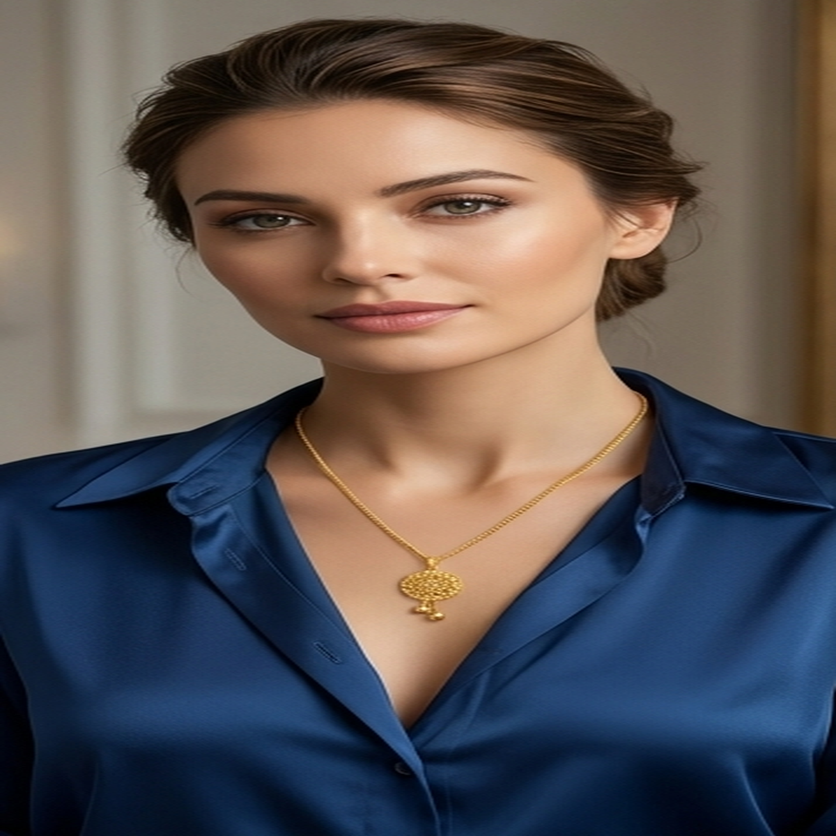 DIVYORO GOLD FLORAL WHEEL PENDANT CHAIN