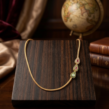 DIVYORO TRIO EMERALD DROP CHAIN