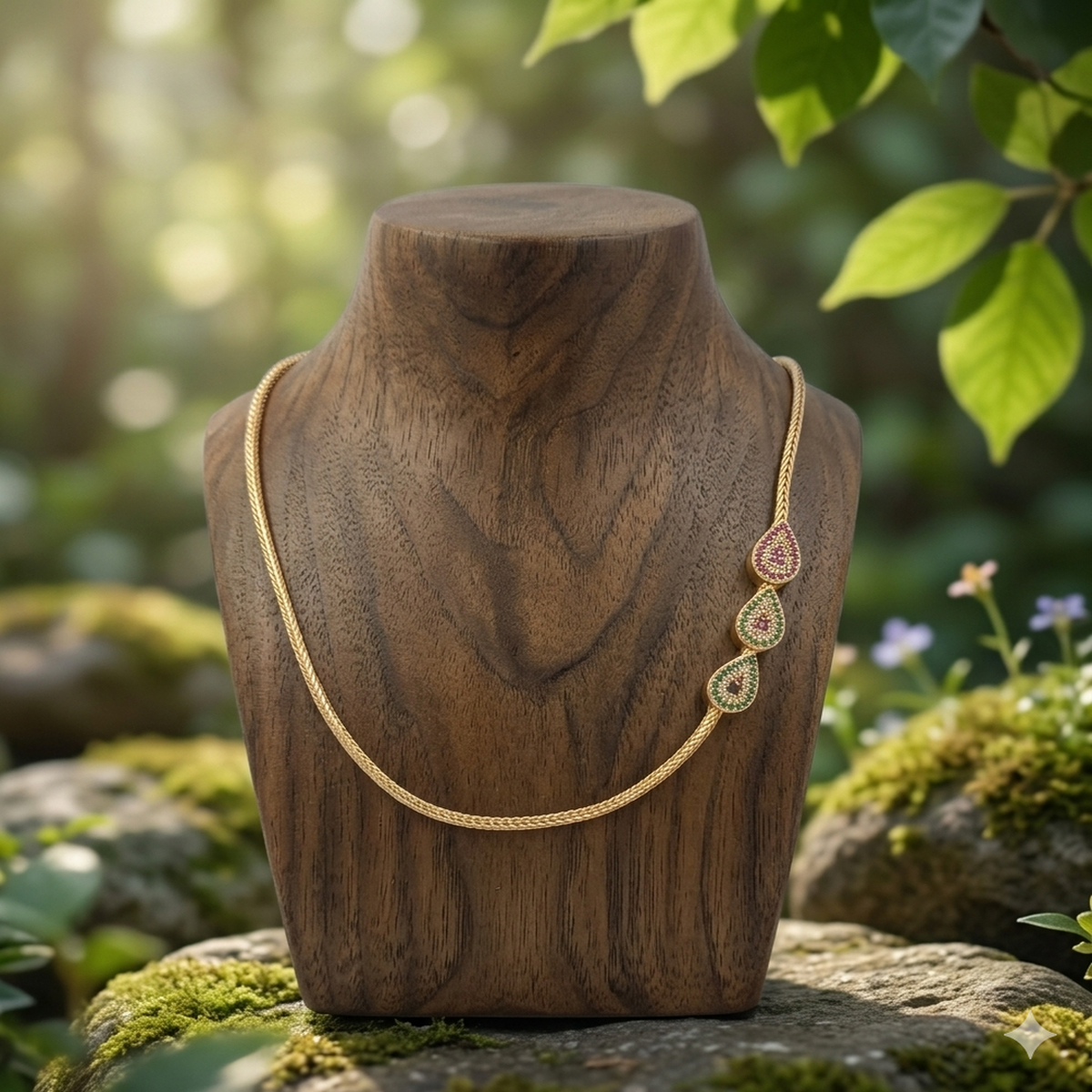 DIVYORO TRIO EMERALD DROP CHAIN