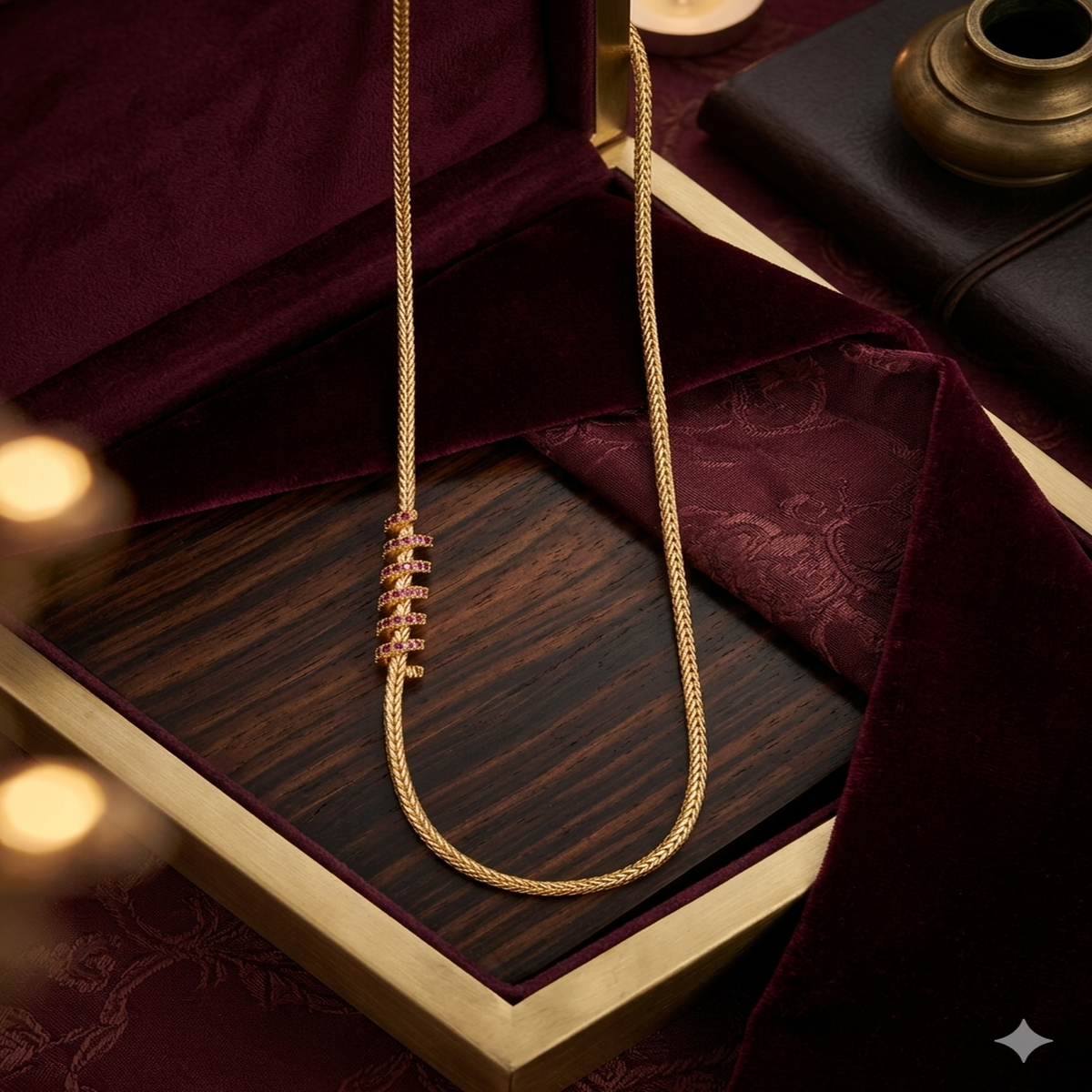 DIVYORO RUBY STONE SPIRAL CHAIN