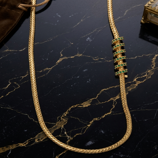 DIVYORO GREEN STONE SPIRAL CHAIN
