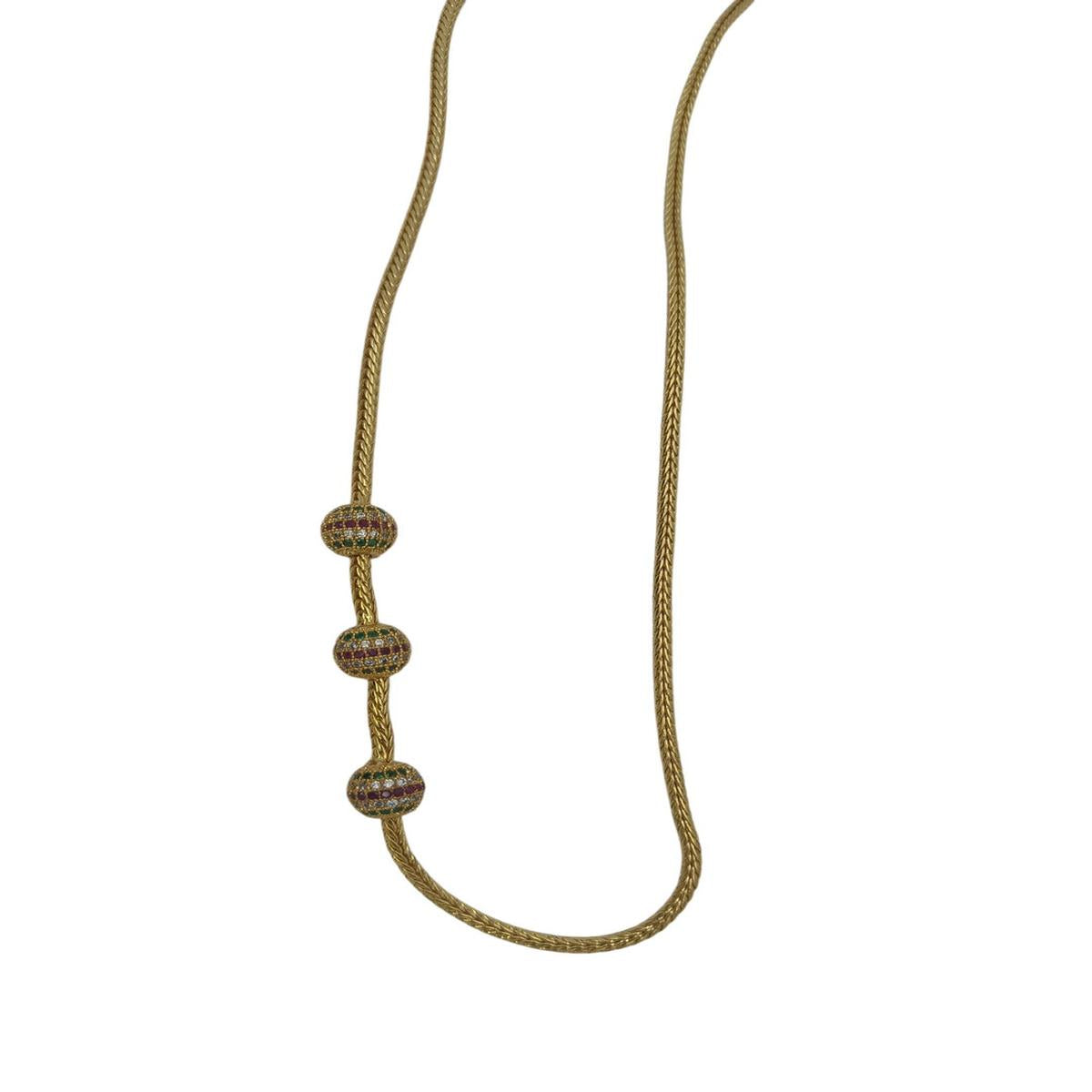 DIVYORO TRI-BALL RUBY EMERALD CHAIN