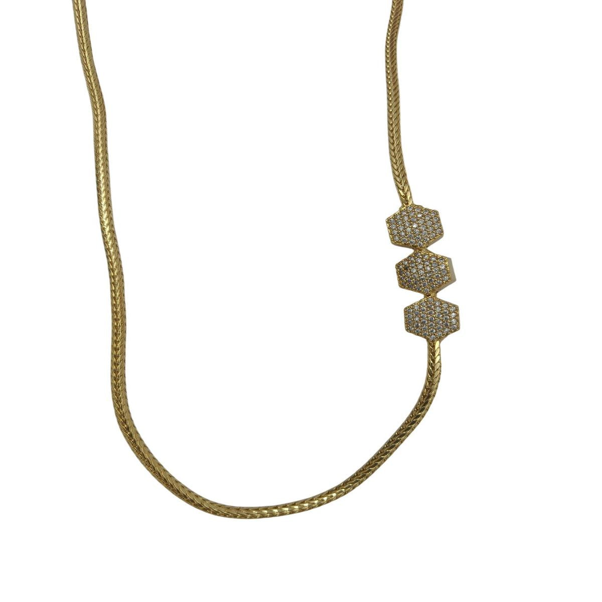 DIVYORO GOLD CRYSTAL HEXAGON CHAIN