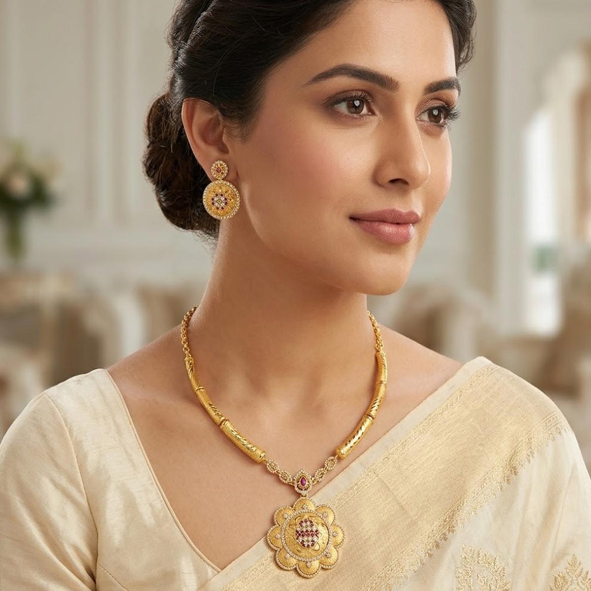 DIVYORO FLORAL BLOSSOM PENDANT SET