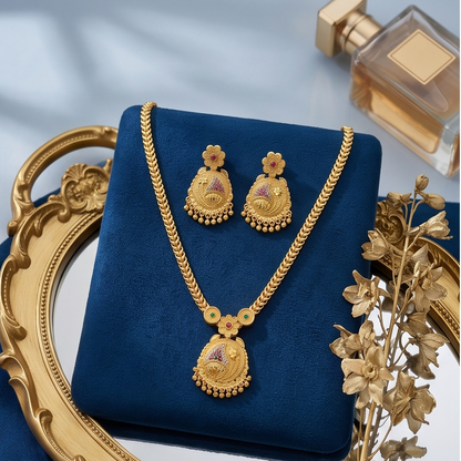 DIVYORO ORNATE STONE-EMBELLISHED PENDANT SET