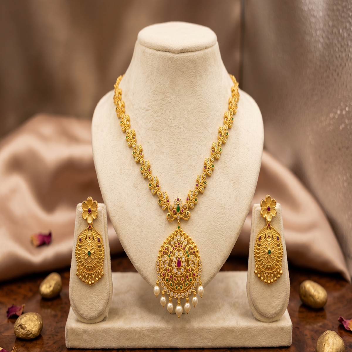 DIVYORO ANTIQUE PEARL DROP HARAM