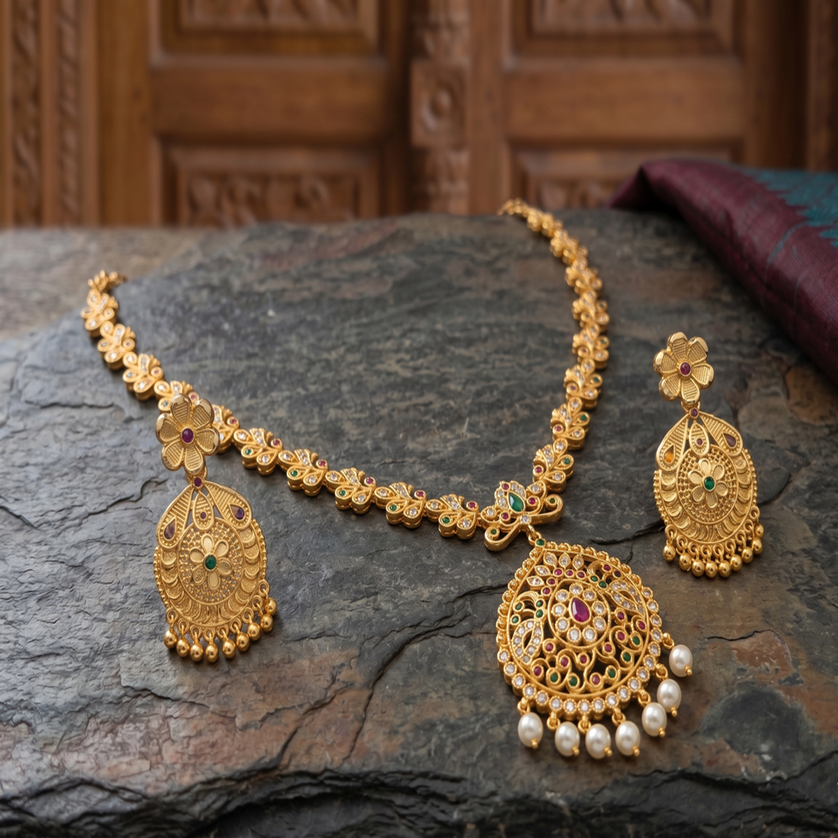DIVYORO ANTIQUE PEARL DROP HARAM