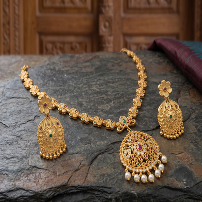 DIVYORO ANTIQUE PEARL DROP HARAM