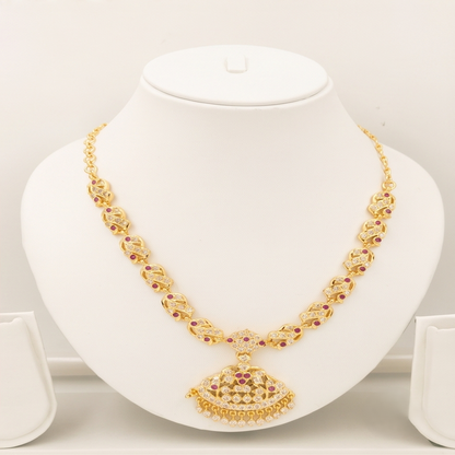 DIVYORO CLASSIC RUBY LEAF NECKLACE