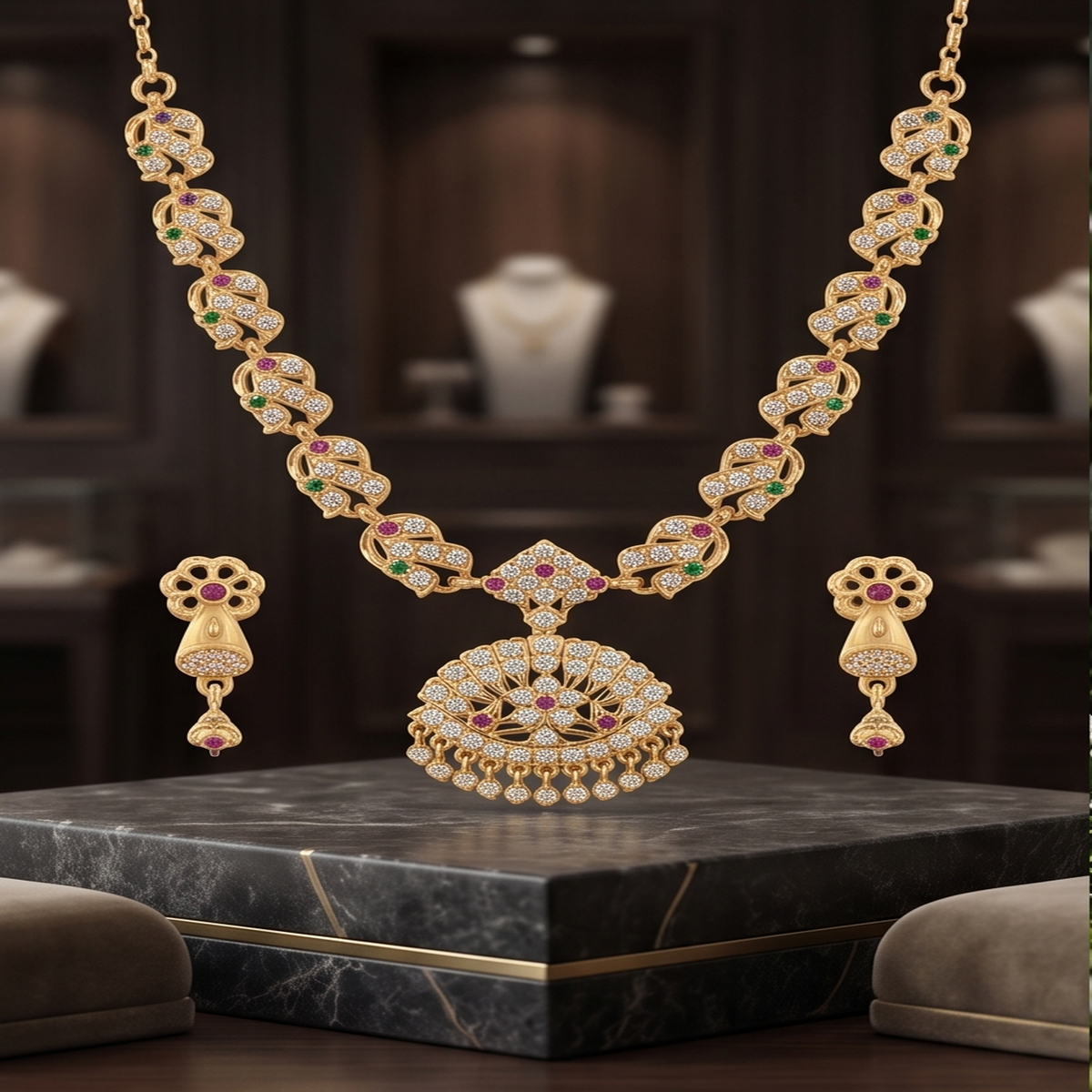 DIVYORO EMERALD RUBY EARRING SET