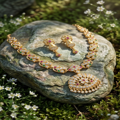 DIVYORO EMERALD RUBY EARRING SET