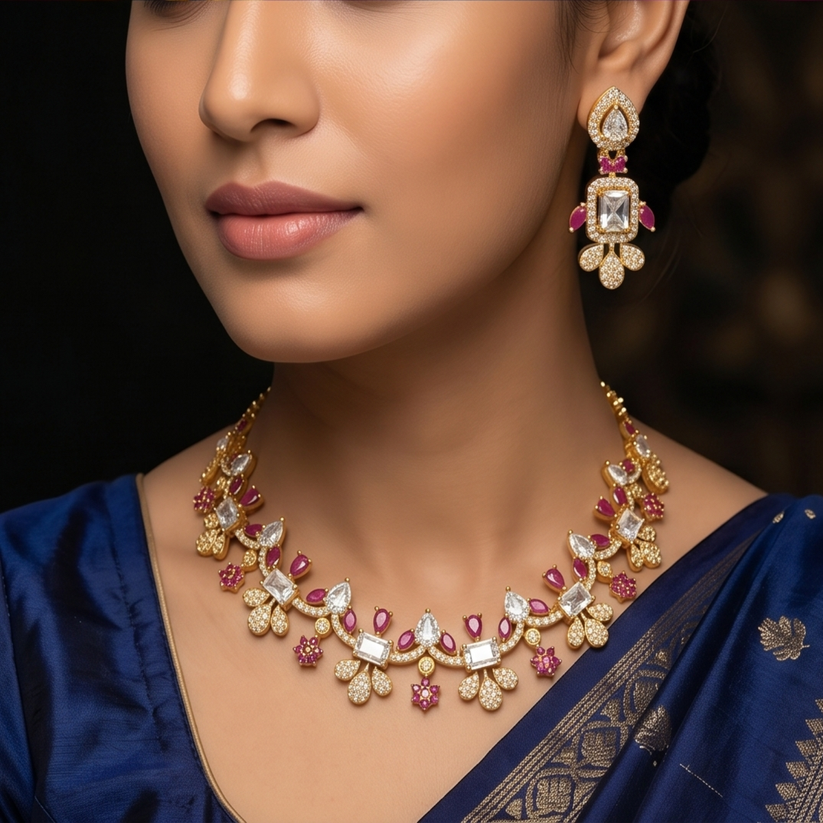DIVYORO MODERN RUBY STATEMENT CHOKER