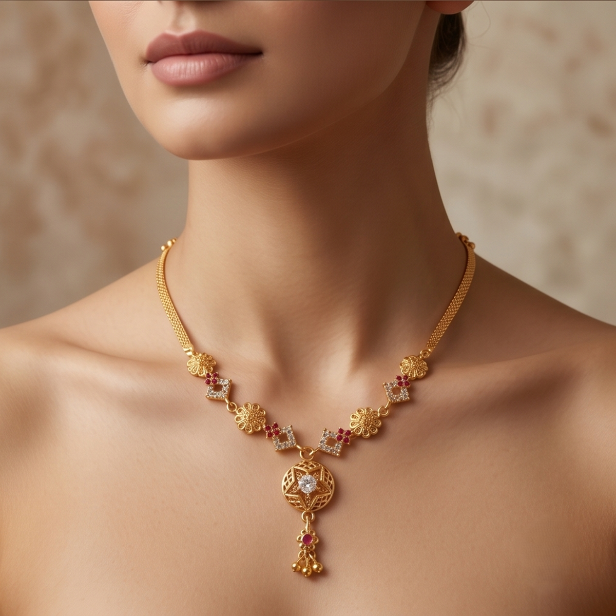 DIVYORO STAR MOTIF GOLD CHOKER
