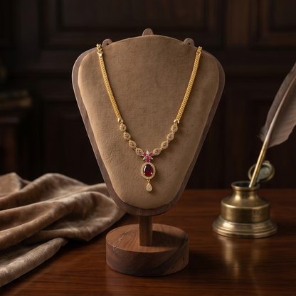 DIVYORO RUBY OVAL PENDANT NECKLACE