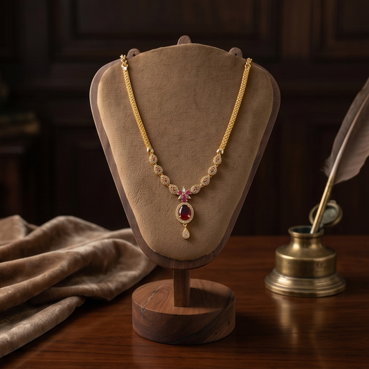 DIVYORO RUBY OVAL PENDANT NECKLACE