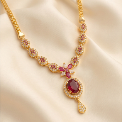 DIVYORO RUBY OVAL PENDANT NECKLACE