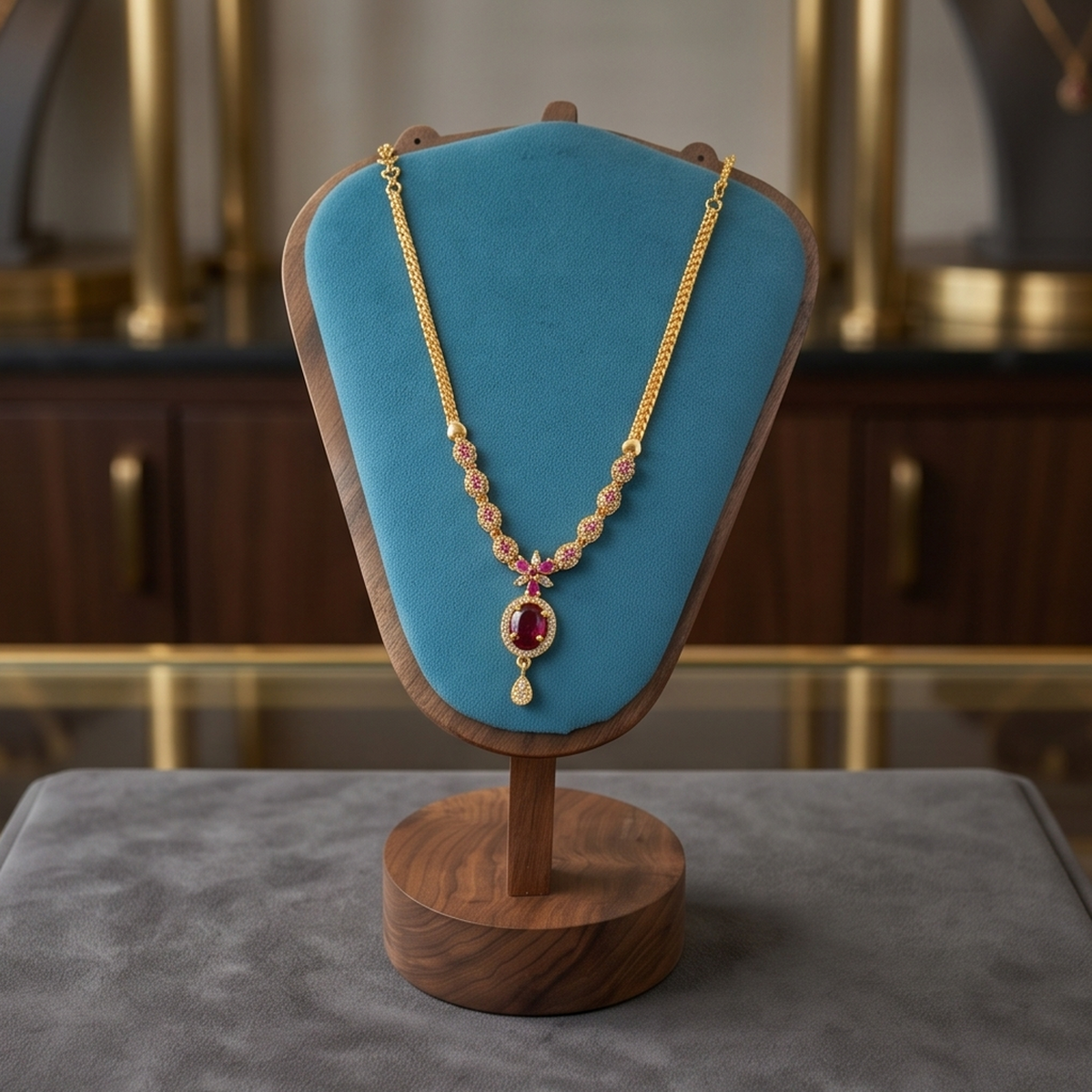 DIVYORO TEARDROP RUBY ACCENT NECKLACE