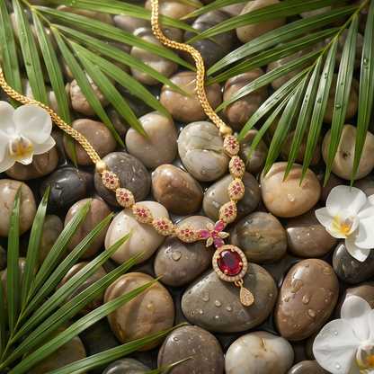 DIVYORO TEARDROP RUBY ACCENT NECKLACE