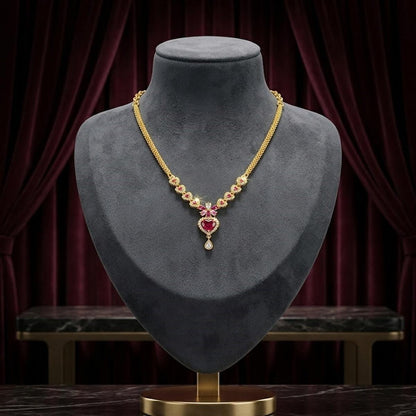 DIVYORO RUBY HEART FLORAL NECKLACE
