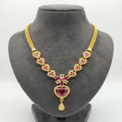 DIVYORO RUBY HEART FLORAL NECKLACE