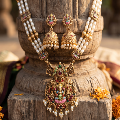 DIVYORO TRADITIONAL LAKSHMI PEARL NECKLACE
