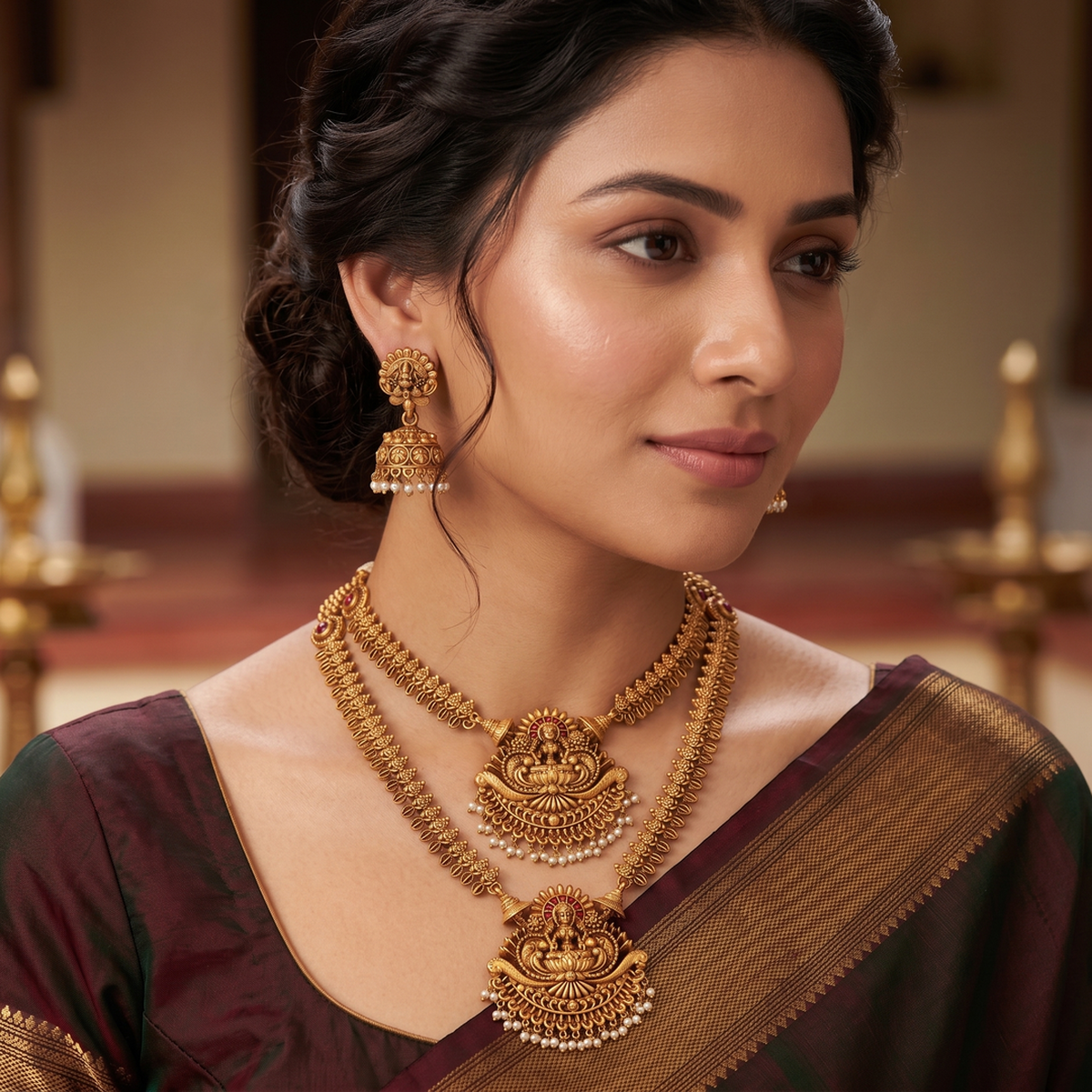 DIVYORO TEMPLE LAKSHMI NECKLACE SET